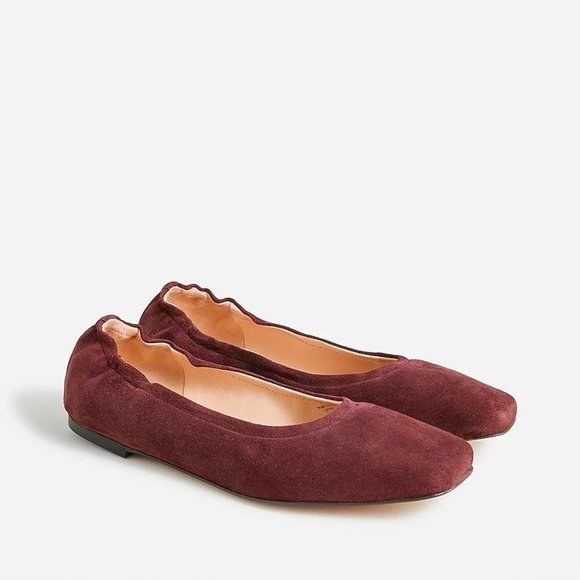 J. Crew Shoes - J. Crew Anya Scrunchie Ballet Flats in Suede, NIB, Sz 7, Port Wine